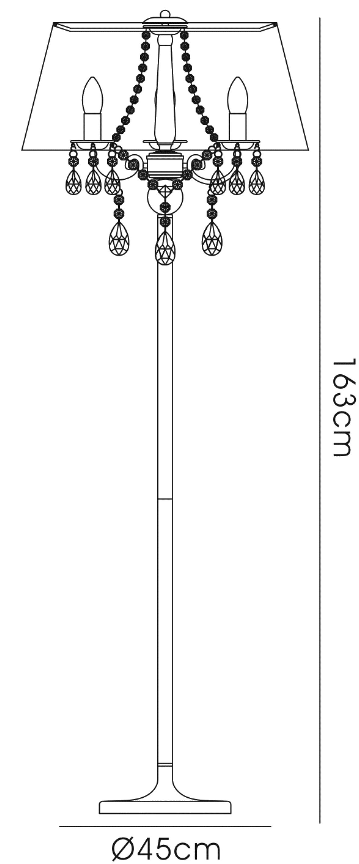 IL30066/BL  Olivia Crystal 163cm Floor Lamp 3 Light